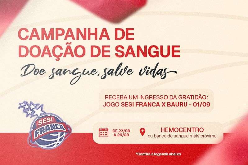 Sesi Franca Basquete realizará ação de doação de sangue